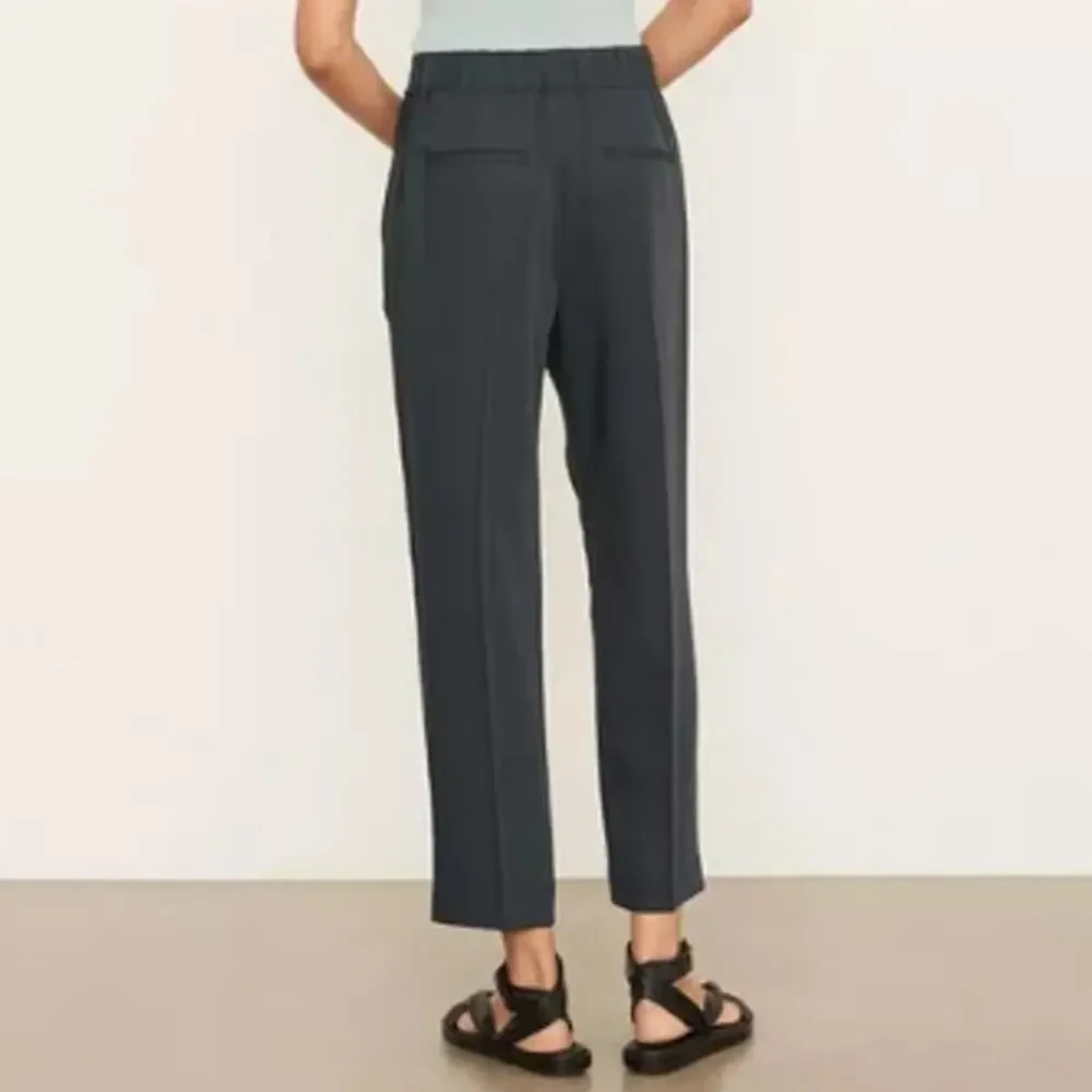 VINCE Mid-Rise Tapered Pull-On Pants Ankle Straight Wide Leg Trouser, Black - Picture 3 of 15